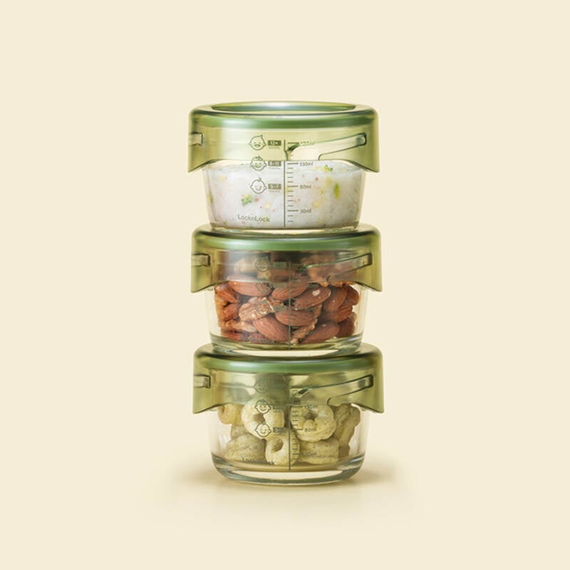 Glass Food Container for Baby 215ml*3 - LLG540S3GRN, , large image number null